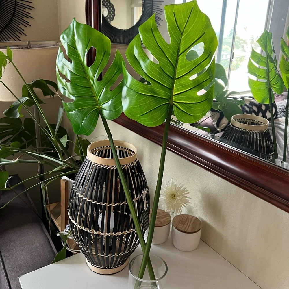 NEW 🌿 Monstera Leaves 1 Pair of REALISTIC Extra Large Faux leaves 31”x 11”